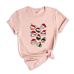 Christmas Sushi T-shirt, Cute Sushi Gift, Christmas Gift Tee, Japanese Cuisine Sushi Lover Foodie Shirt