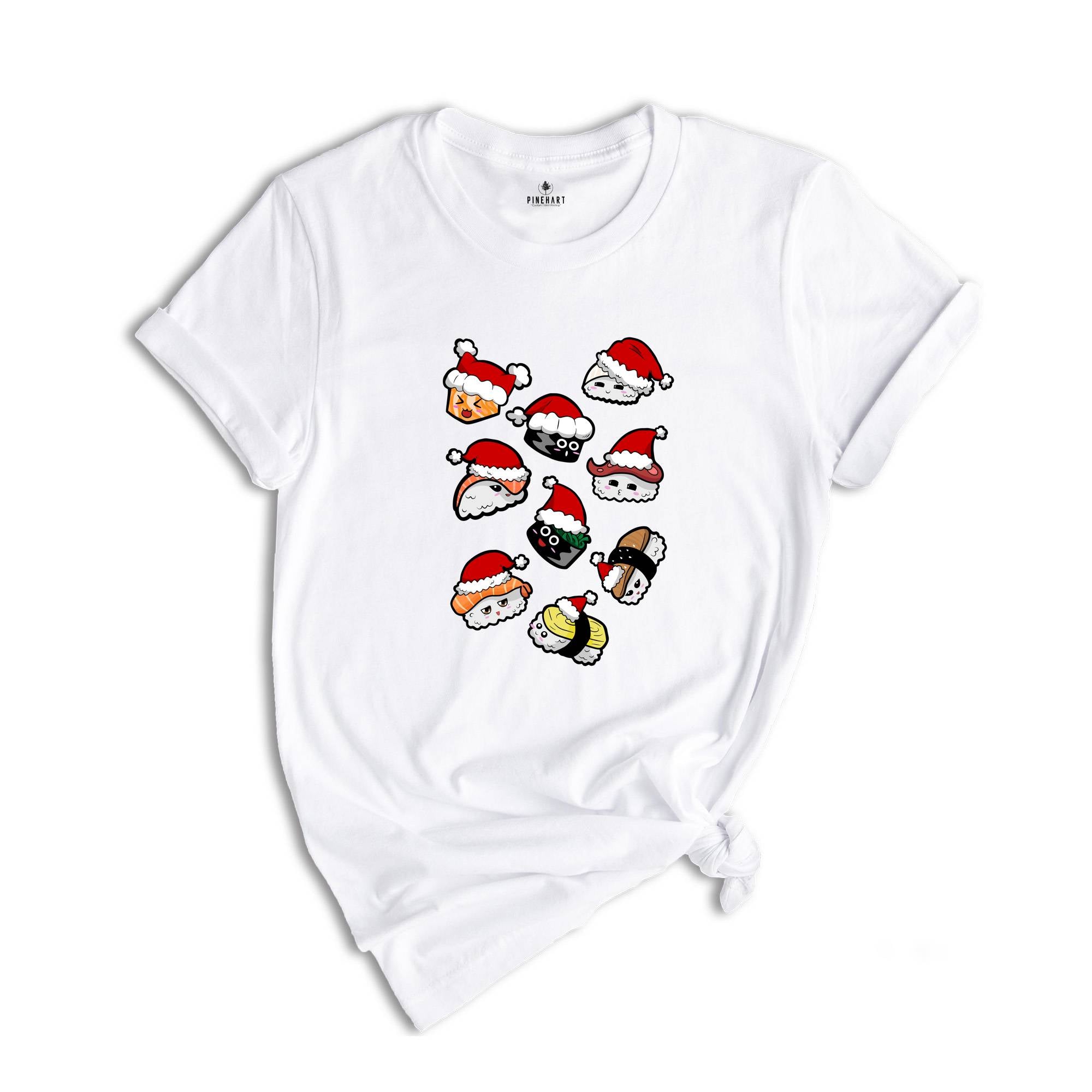 Christmas Sushi T-shirt, Cute Sushi Gift, Christmas Gift Tee, Japanese Cuisine Sushi Lover Foodie Shirt