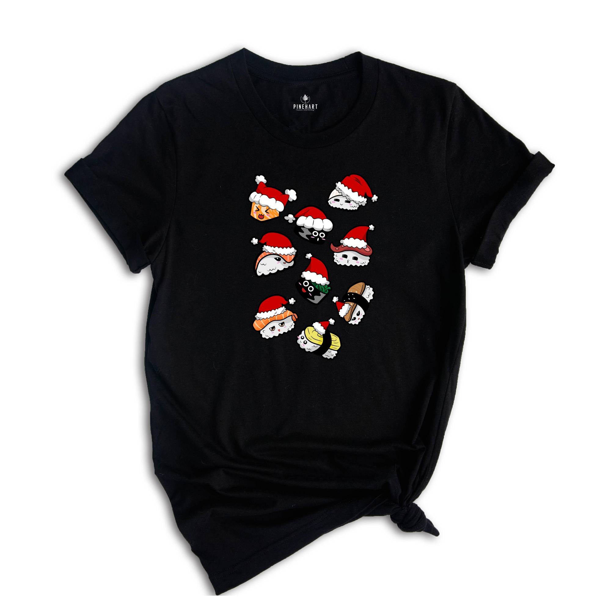 Christmas Sushi T-shirt, Cute Sushi Gift, Christmas Gift Tee, Japanese Cuisine Sushi Lover Foodie Shirt