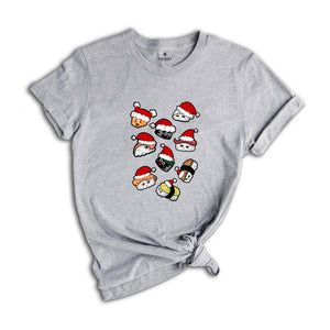 Christmas Sushi T-shirt, Cute Sushi Gift, Christmas Gift Tee, Japanese Cuisine Sushi Lover Foodie Shirt