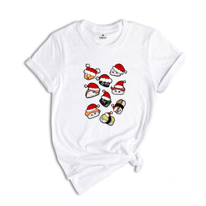 Christmas Sushi T-shirt, Cute Sushi Gift, Christmas Gift Tee, Japanese Cuisine Sushi Lover Foodie Shirt