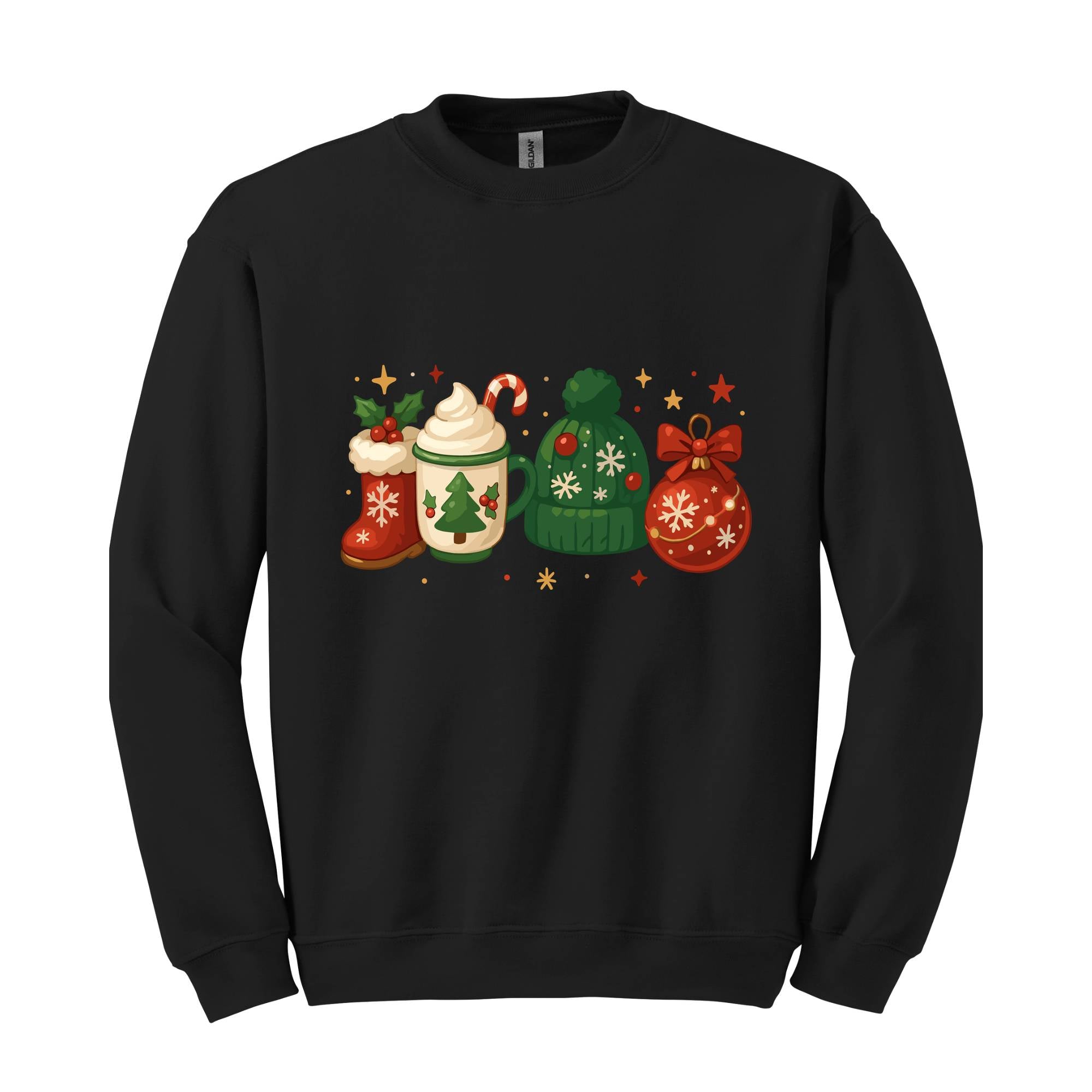 Christmas Sweatshirt, Christmas Hoodie, Cozy Winter Hoodie, Boots Coffee Hoodie, Cute Winter Hoodie, Festive Christmas Hoodie, Santa Hat Te