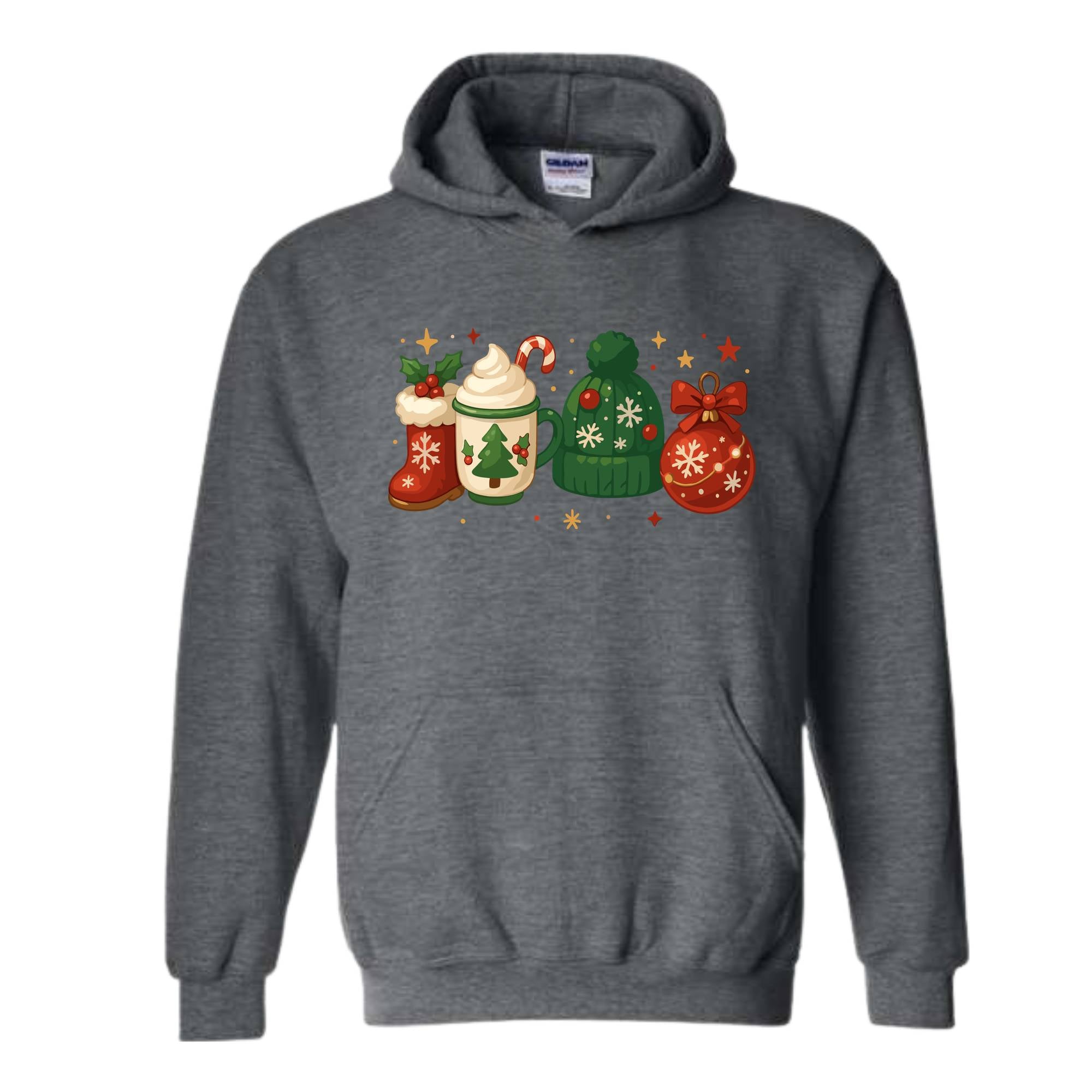 Christmas Sweatshirt, Christmas Hoodie, Cozy Winter Hoodie, Boots Coffee Hoodie, Cute Winter Hoodie, Festive Christmas Hoodie, Santa Hat Te