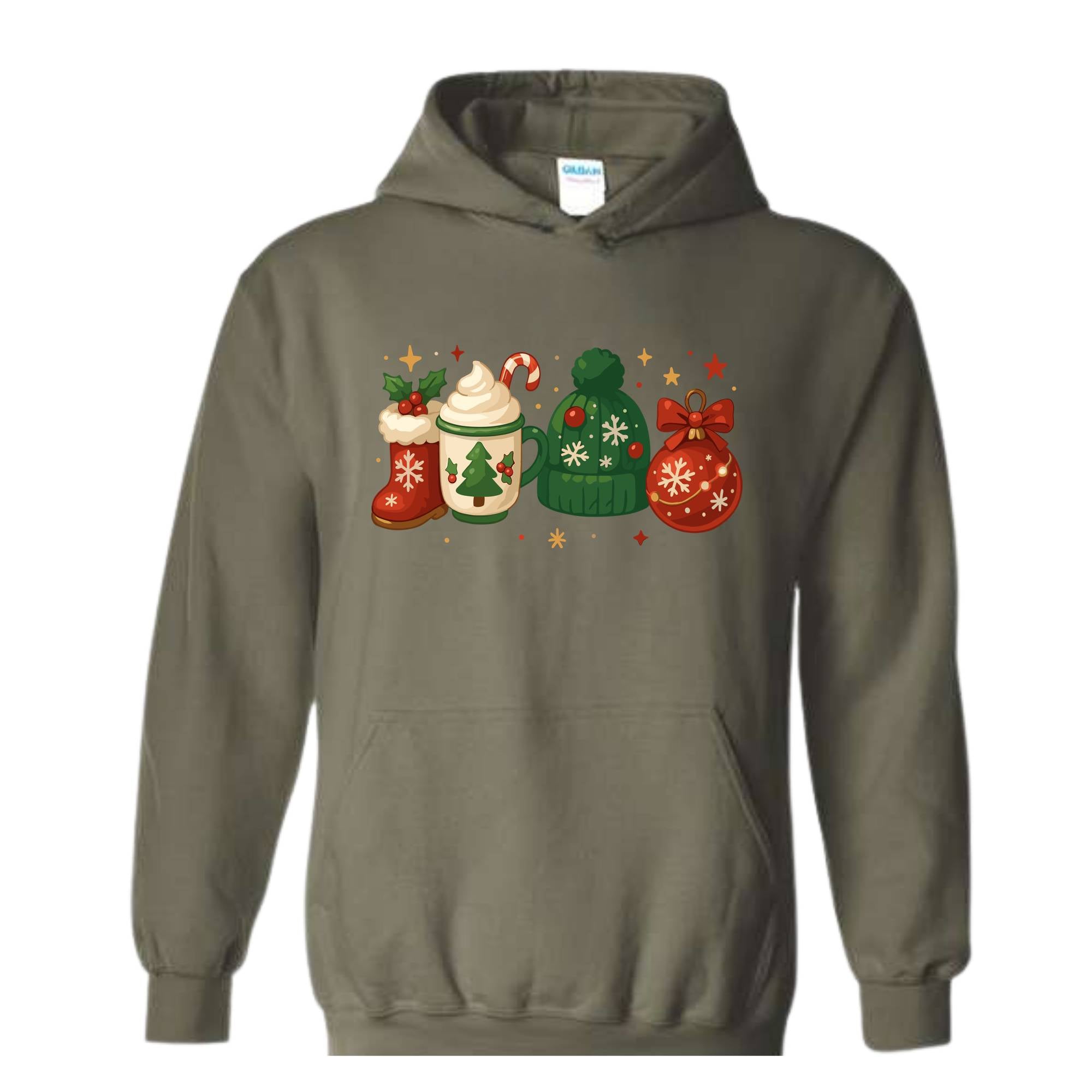 Christmas Sweatshirt, Christmas Hoodie, Cozy Winter Hoodie, Boots Coffee Hoodie, Cute Winter Hoodie, Festive Christmas Hoodie, Santa Hat Te