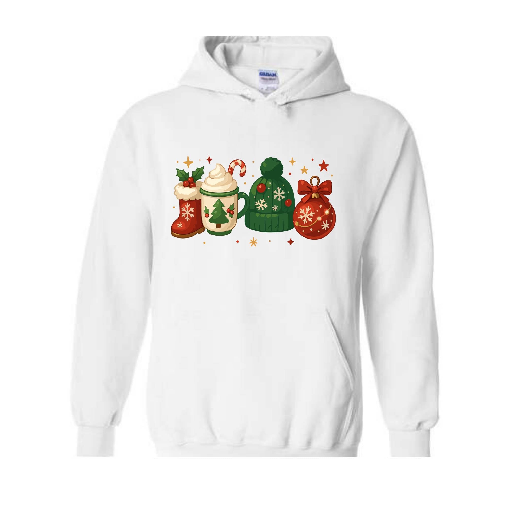 Christmas Sweatshirt, Christmas Hoodie, Cozy Winter Hoodie, Boots Coffee Hoodie, Cute Winter Hoodie, Festive Christmas Hoodie, Santa Hat Te