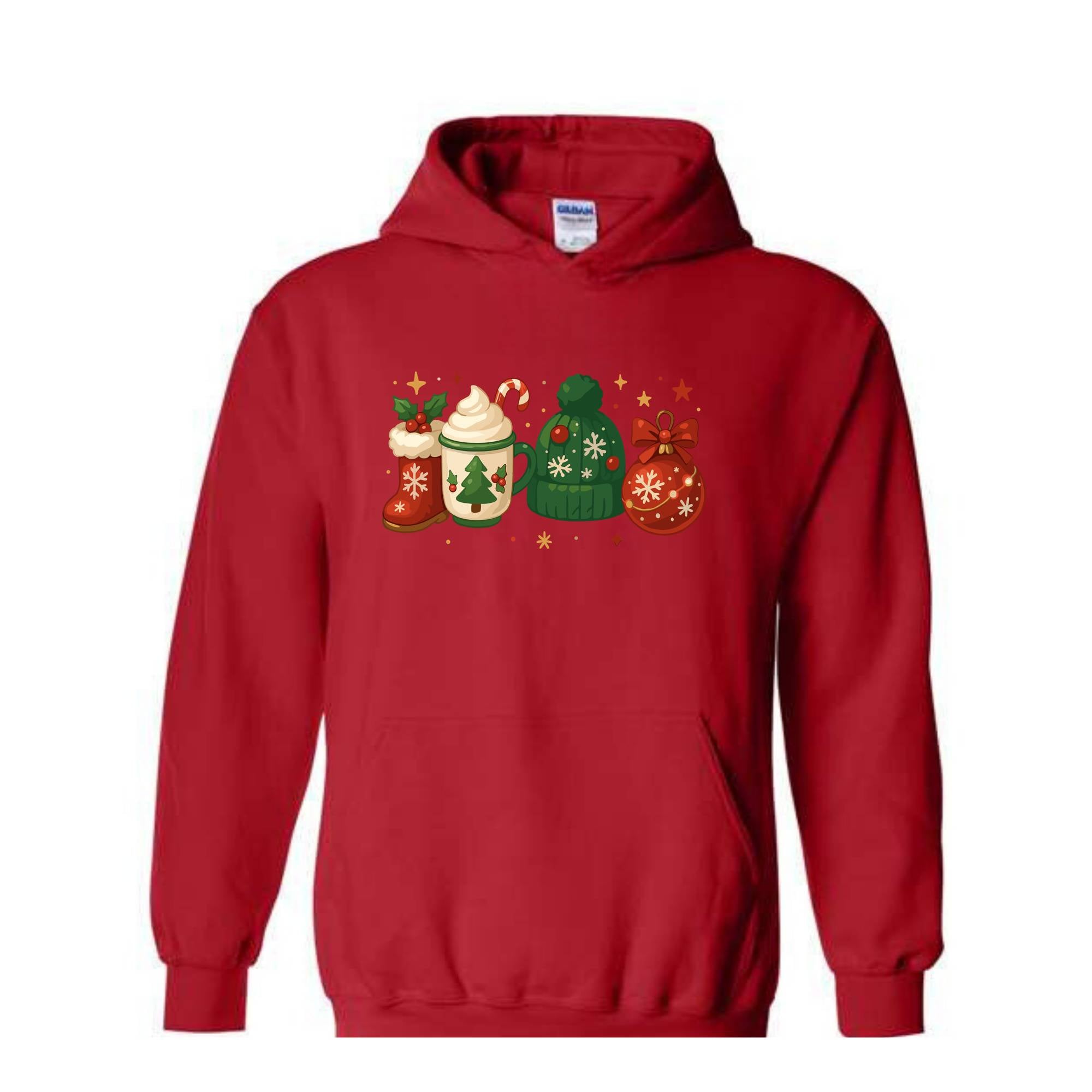 Christmas Sweatshirt, Christmas Hoodie, Cozy Winter Hoodie, Boots Coffee Hoodie, Cute Winter Hoodie, Festive Christmas Hoodie, Santa Hat Te