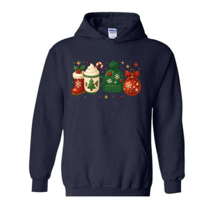 Christmas Sweatshirt, Christmas Hoodie, Cozy Winter Hoodie, Boots Coffee Hoodie, Cute Winter Hoodie, Festive Christmas Hoodie, Santa Hat Te