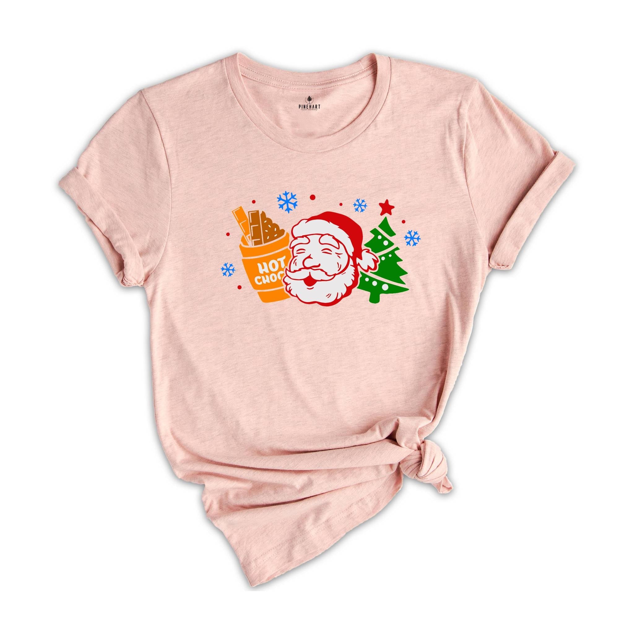 Christmas Sweatshirt, Hot Chocolate Santa And Christmas Tree Sweatshirt, Santa Claus Sweat, Christmas Gifts