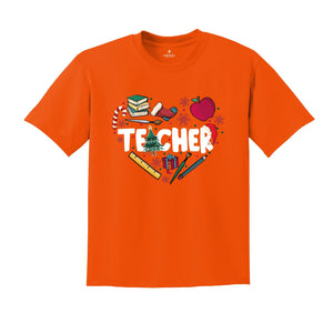 Christmas Teacher Doodle Heart Shirt, Teacher Christmas Gift, Christmas Crew Gift, Teacher Life Tee, Christmas Teacher Tee