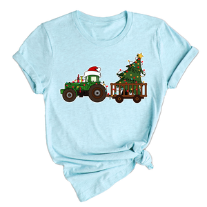 Christmas Tractor Shirt, Gift for Farmer, Country Xmas Shirt, Christmas Tree Shirt, Christmas Lights Shirt, Tractor Santa Hat Shirt