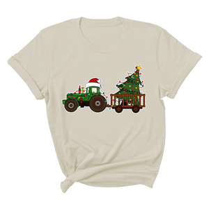 Christmas Tractor Shirt, Gift for Farmer, Country Xmas Shirt, Christmas Tree Shirt, Christmas Lights Shirt, Tractor Santa Hat Shirt