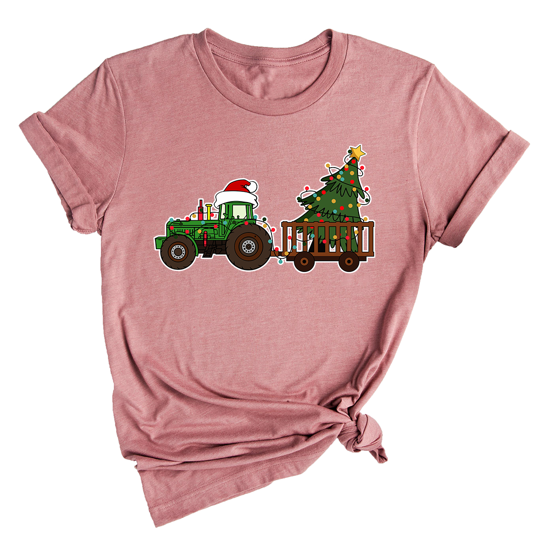 Christmas Tractor Shirt, Gift for Farmer, Country Xmas Shirt, Christmas Tree Shirt, Christmas Lights Shirt, Tractor Santa Hat Shirt
