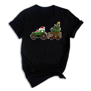 Christmas Tractor Shirt, Gift for Farmer, Country Xmas Shirt, Christmas Tree Shirt, Christmas Lights Shirt, Tractor Santa Hat Shirt