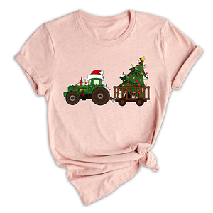 Christmas Tractor Shirt, Gift for Farmer, Country Xmas Shirt, Christmas Tree Shirt, Christmas Lights Shirt, Tractor Santa Hat Shirt