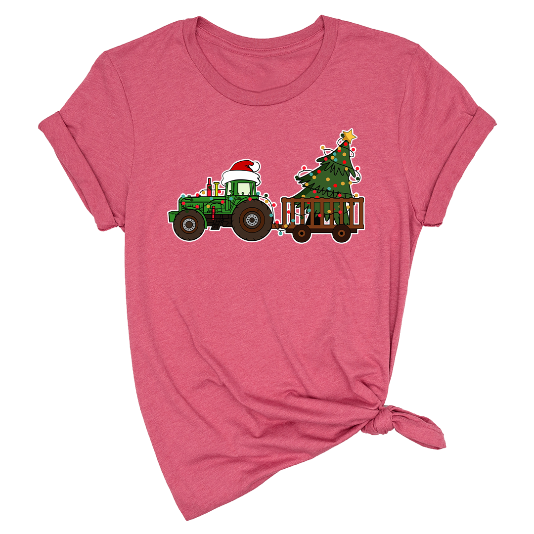 Christmas Tractor Shirt, Gift for Farmer, Country Xmas Shirt, Christmas Tree Shirt, Christmas Lights Shirt, Tractor Santa Hat Shirt