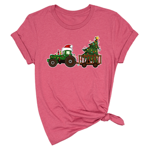 Christmas Tractor Shirt, Gift for Farmer, Country Xmas Shirt, Christmas Tree Shirt, Christmas Lights Shirt, Tractor Santa Hat Shirt