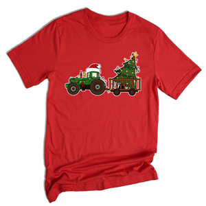 Christmas Tractor Shirt, Gift for Farmer, Country Xmas Shirt, Christmas Tree Shirt, Christmas Lights Shirt, Tractor Santa Hat Shirt
