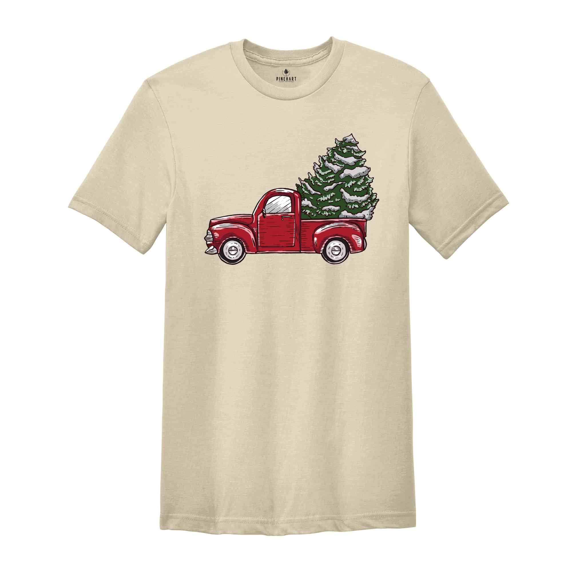 Christmas Truck Carrying Tree Tee, Christmas Car Shirt, Holiday Shirt, Christmas Gift, Christmas Sweatshirt, Christmas Pajamas