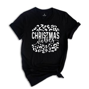 Christmas Vibes Shirt, Leopard Christmas Tee, Family Christmas Gift, Holiday Tee, Family Reunion Shirt,
