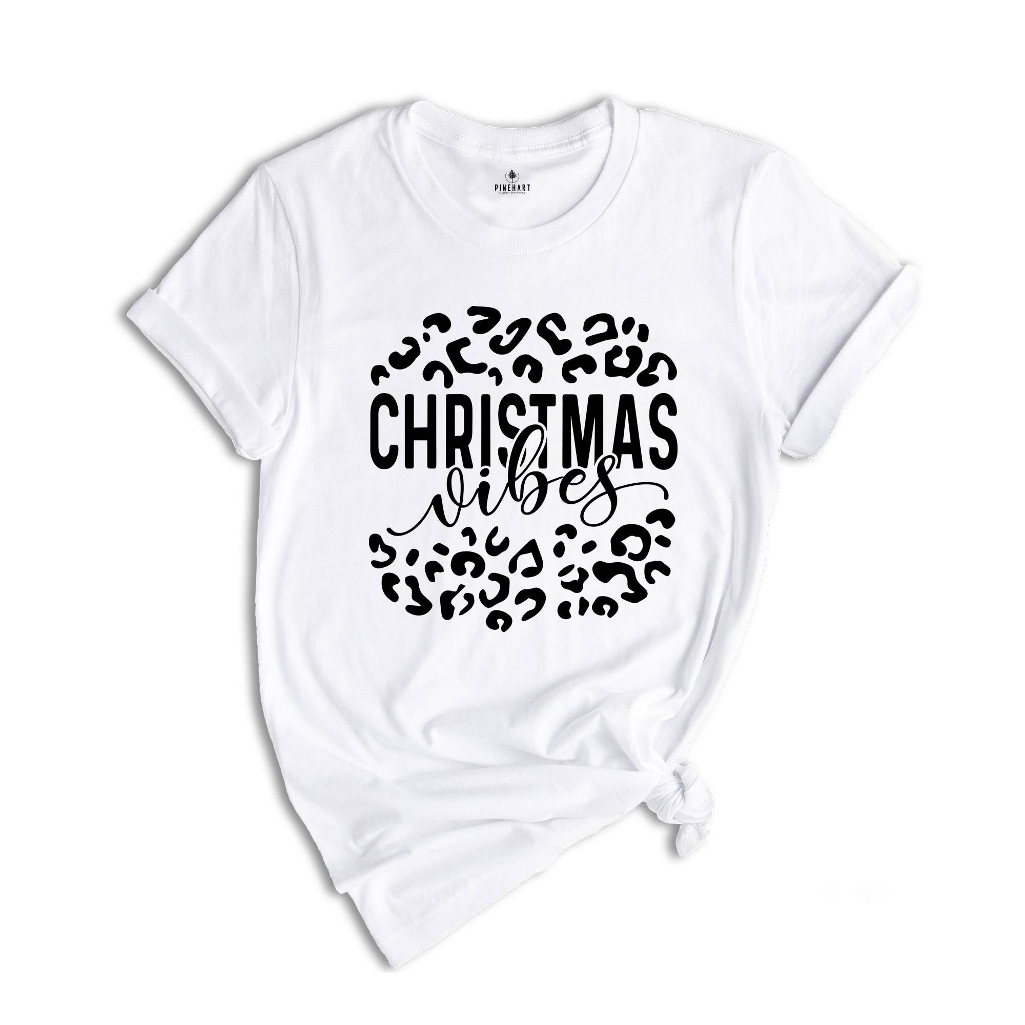 Christmas Vibes Shirt, Leopard Christmas Tee, Family Christmas Gift, Holiday Tee, Family Reunion Shirt,