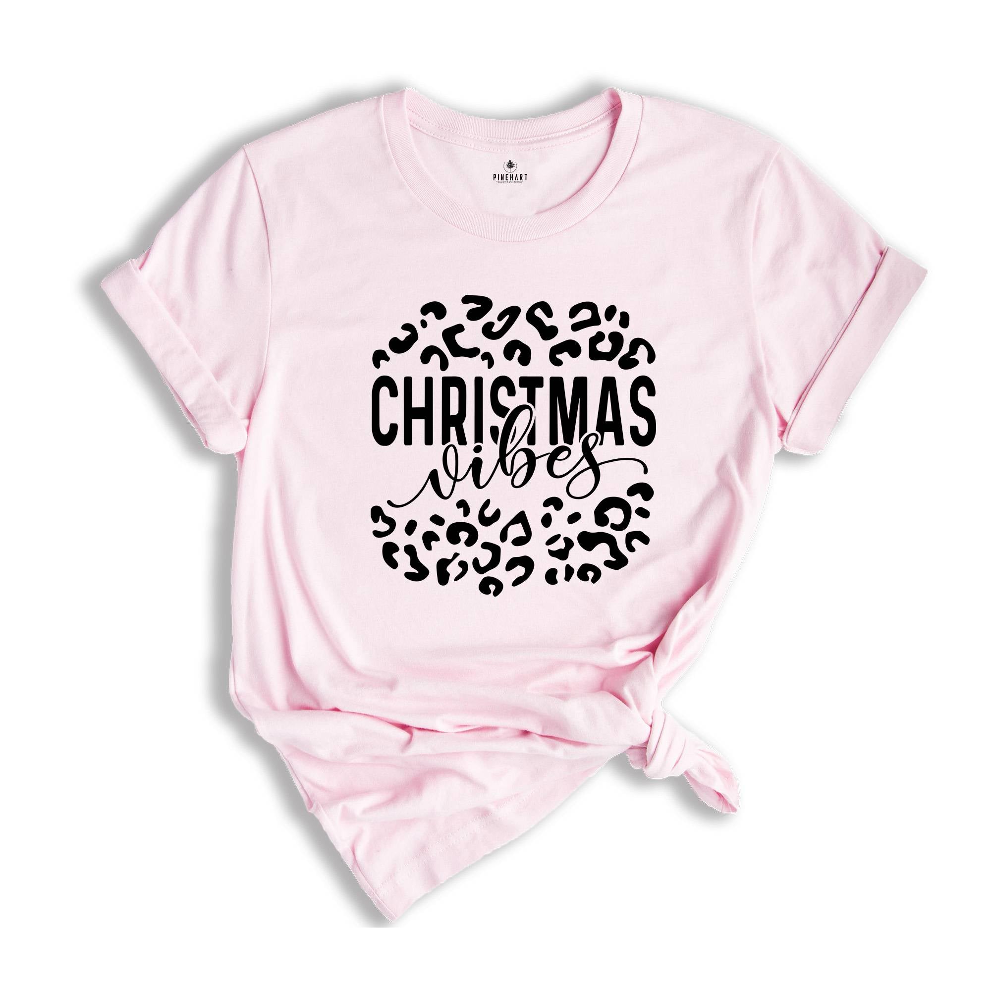 Christmas Vibes Shirt, Leopard Christmas Tee, Family Christmas Gift, Holiday Tee, Family Reunion Shirt,