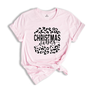 Christmas Vibes Shirt, Leopard Christmas Tee, Family Christmas Gift, Holiday Tee, Family Reunion Shirt,