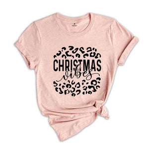 Christmas Vibes Shirt, Leopard Christmas Tee, Family Christmas Gift, Holiday Tee, Family Reunion Shirt,