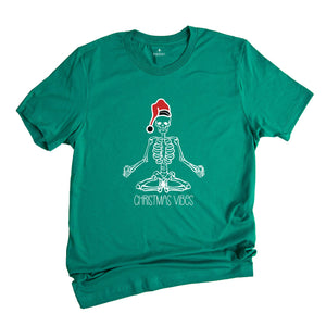 Christmas Vibes Skeleton Practice Yoga Shirt, Yoga Skeleton Shirt, Happy New Year, Family Matching Christmas Shirt, Christmas Matching Shirt