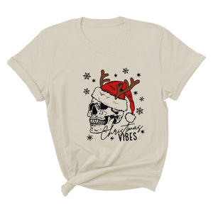 Christmas Vibes Skull Shirt, Christmas Skull Shirt, Happy New Year, Family Matching Christmas Shirt, Christmas Matching Shirt