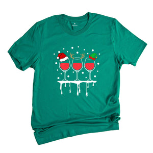 Christmas Wine T-Shirt, Wine Lover Gift, Drinking Club Shirt, Xmas Party Tee, Christmas Vibes Shirt, Wine Mom Shirt
