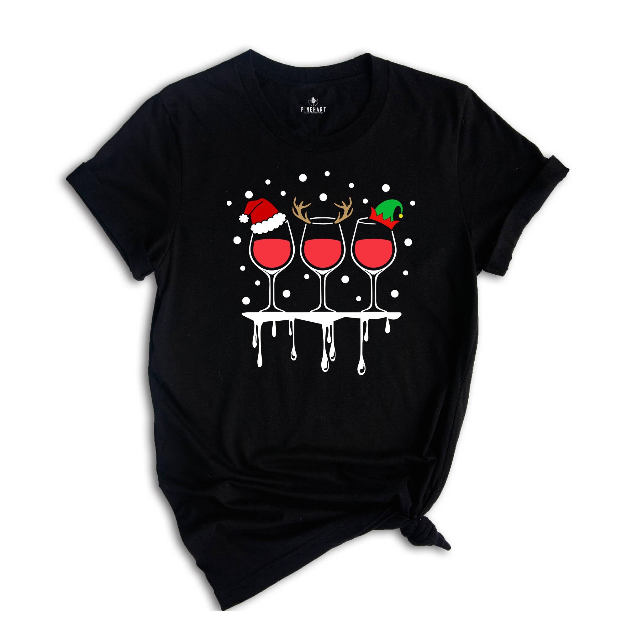 Christmas Wine T-Shirt, Wine Lover Gift, Drinking Club Shirt, Xmas Party Tee, Christmas Vibes Shirt, Wine Mom Shirt