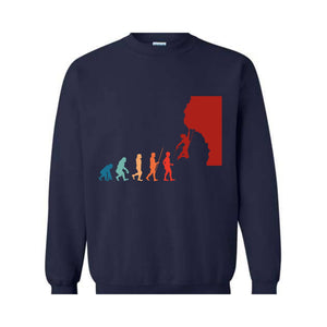 Climbing Evolution Sweatshirt, Gift for Rock Climbers Hoodie, Boulder Bouldering Tee, Mountain Climbing Indoor Outdoor Sweatshirt