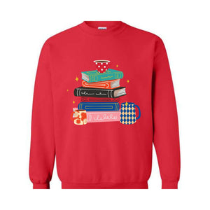 Coffee And Books Sweatshirt, Bookish Hoodie, Gift For Teacher, Librarian Sweater, Cute Books And Coffee Hoodie