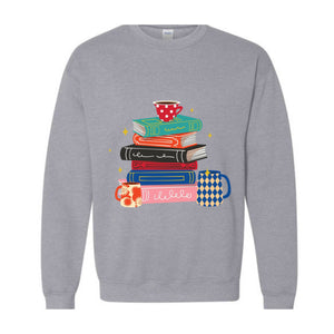 Coffee And Books Sweatshirt, Bookish Hoodie, Gift For Teacher, Librarian Sweater, Cute Books And Coffee Hoodie