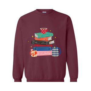 Coffee And Books Sweatshirt, Bookish Hoodie, Gift For Teacher, Librarian Sweater, Cute Books And Coffee Hoodie