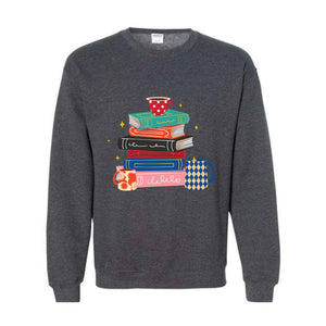 Coffee And Books Sweatshirt, Bookish Hoodie, Gift For Teacher, Librarian Sweater, Cute Books And Coffee Hoodie