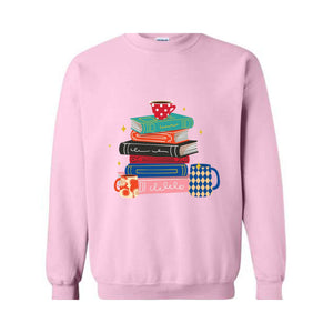 Coffee And Books Sweatshirt, Bookish Hoodie, Gift For Teacher, Librarian Sweater, Cute Books And Coffee Hoodie