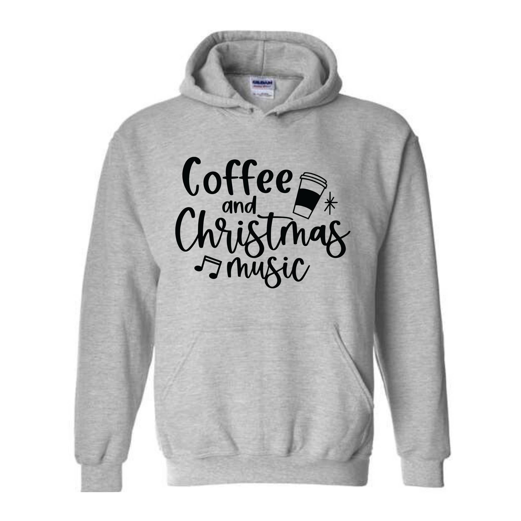 Coffee and Christmas Music Sweatshirt, Coffee and Christmas Gift, Christmas Music Hoodie, Christmas Outfit, Xmas Party Costume