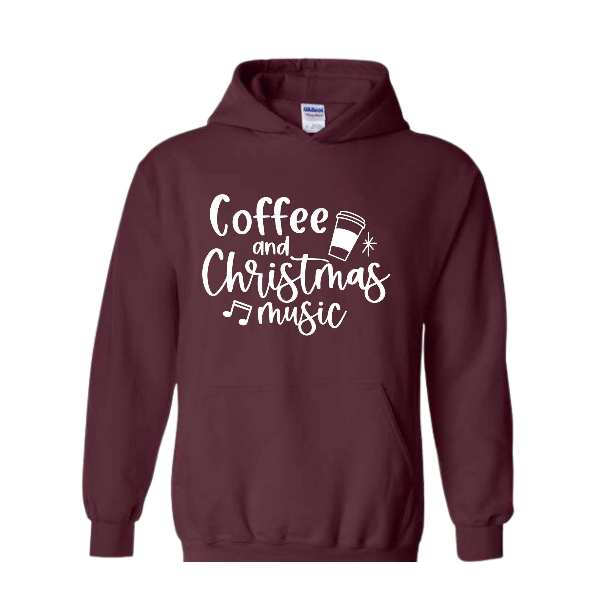Coffee and Christmas Music Sweatshirt, Coffee and Christmas Gift, Christmas Music Hoodie, Christmas Outfit, Xmas Party Costume
