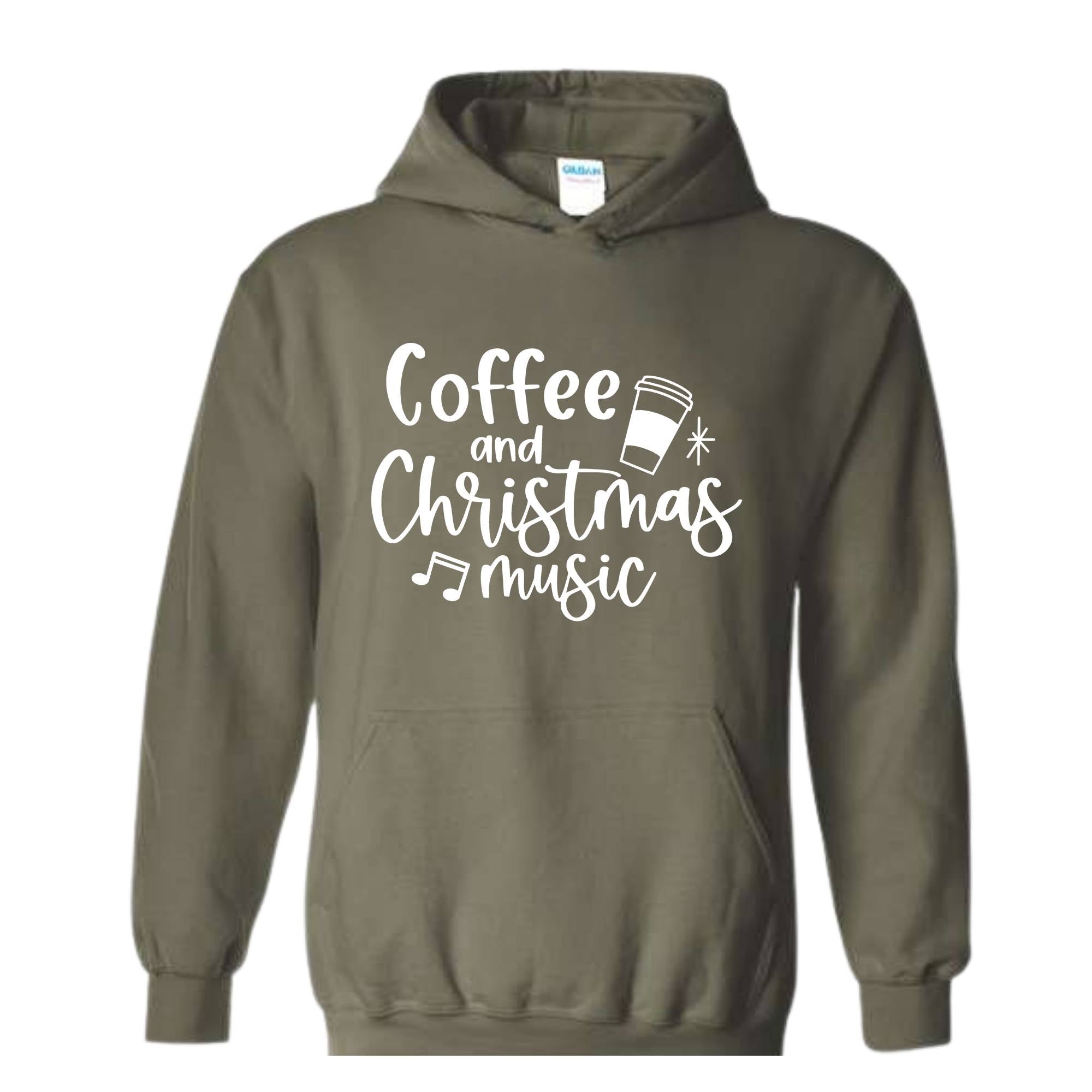 Coffee and Christmas Music Sweatshirt, Coffee and Christmas Gift, Christmas Music Hoodie, Christmas Outfit, Xmas Party Costume