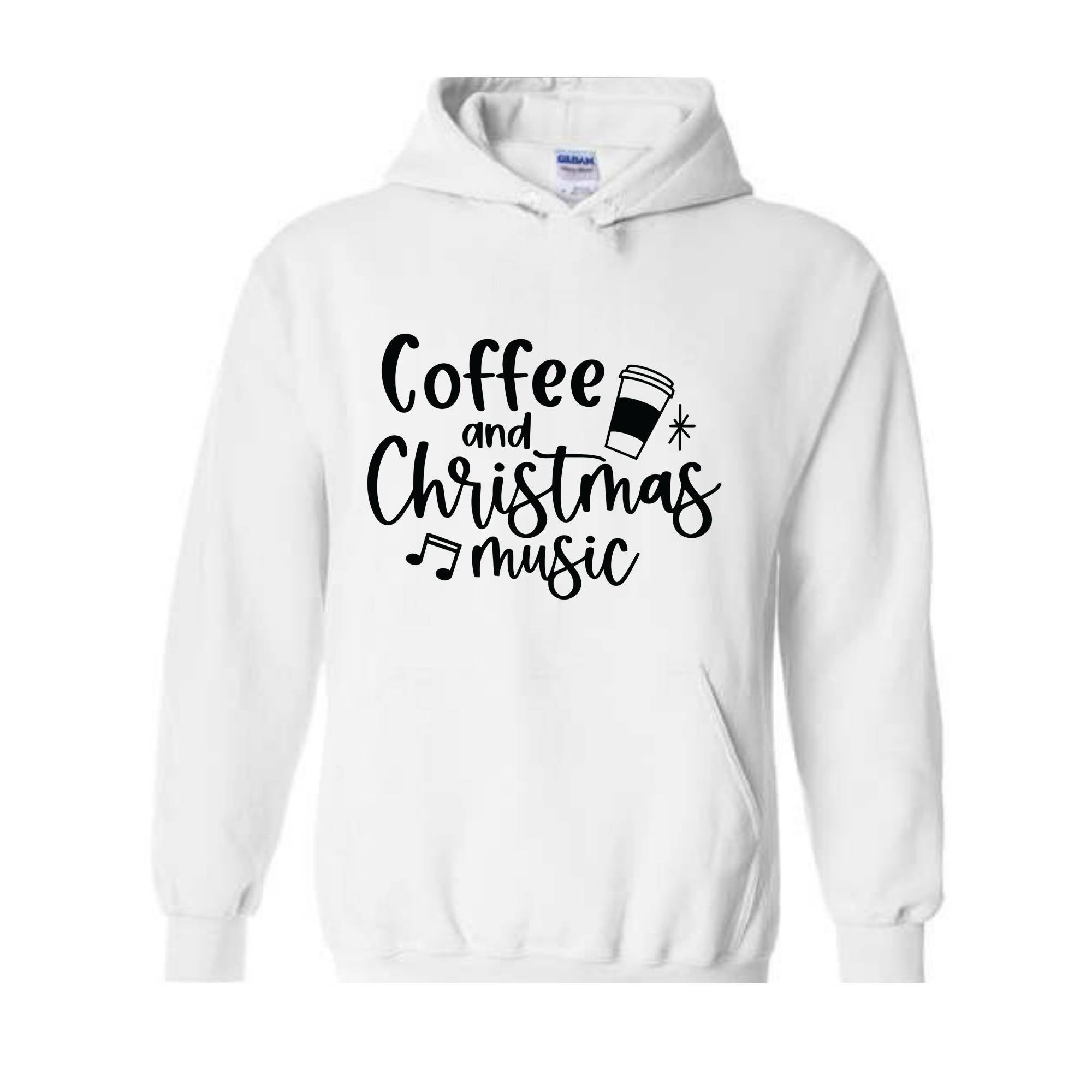 Coffee and Christmas Music Sweatshirt, Coffee and Christmas Gift, Christmas Music Hoodie, Christmas Outfit, Xmas Party Costume