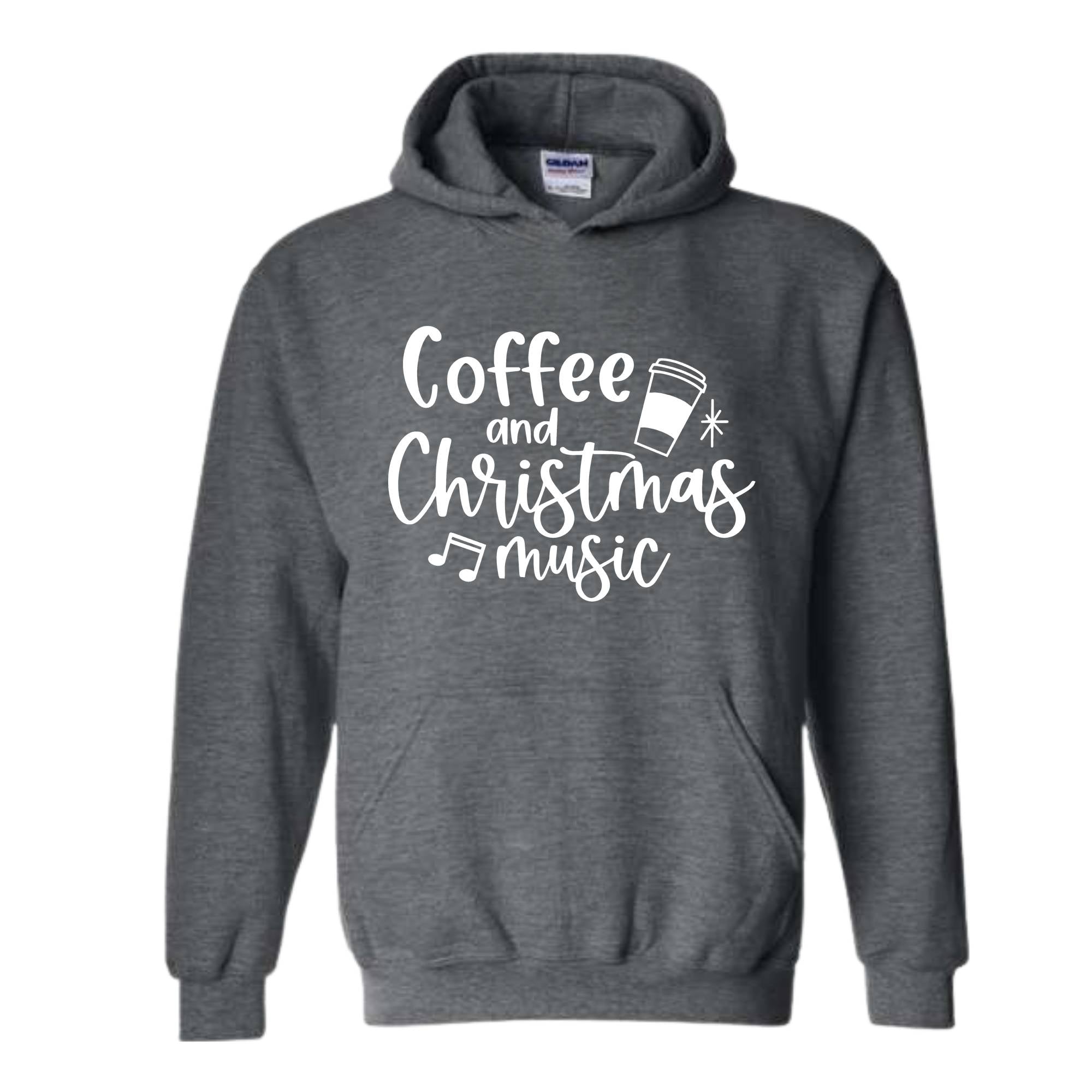 Coffee and Christmas Music Sweatshirt, Coffee and Christmas Gift, Christmas Music Hoodie, Christmas Outfit, Xmas Party Costume