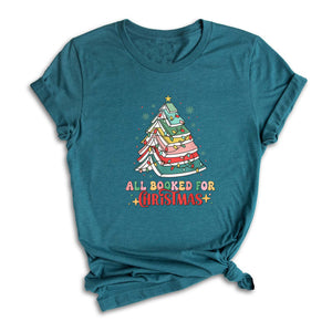 Comfort Colors All Booked Holiday Reading Tee, Cozy Festive Book Lover T-Shirt, Cute Librarian Gift