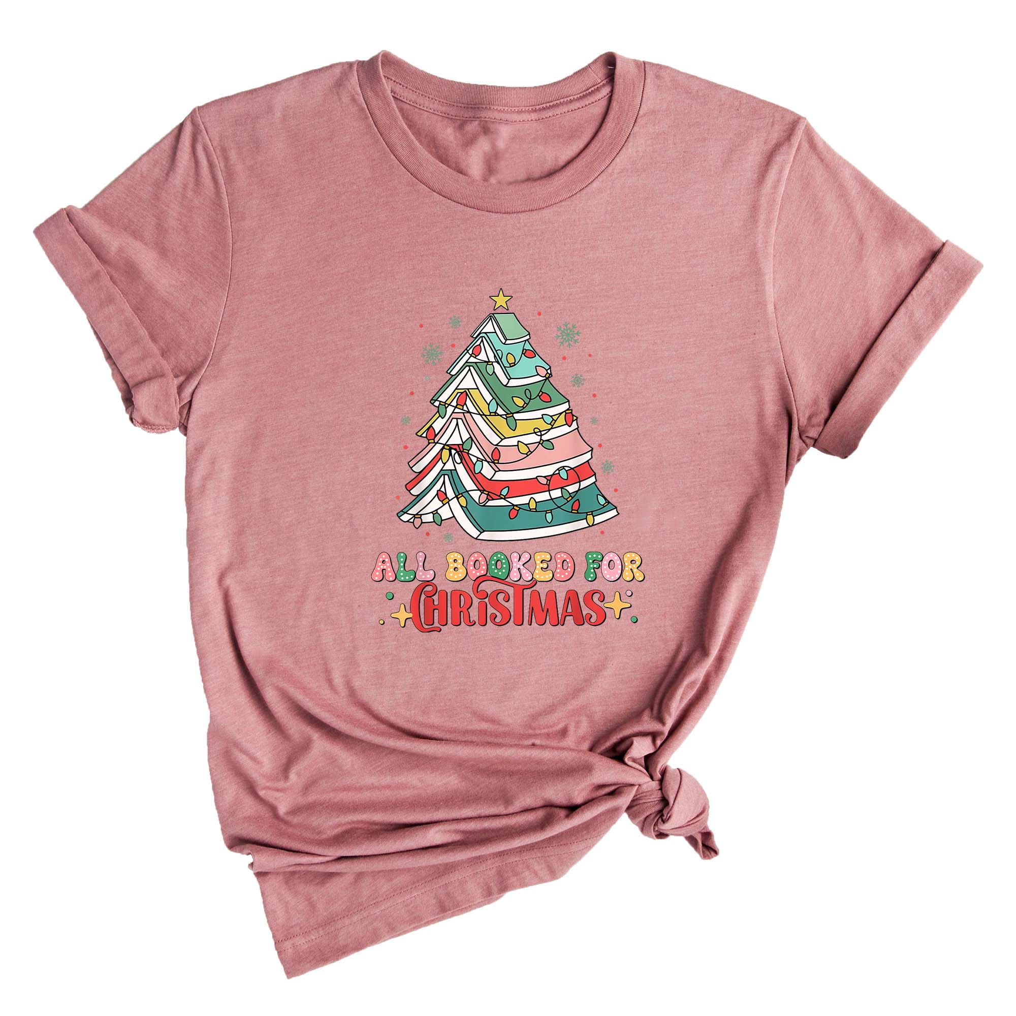 Comfort Colors All Booked Holiday Reading Tee, Cozy Festive Book Lover T-Shirt, Cute Librarian Gift