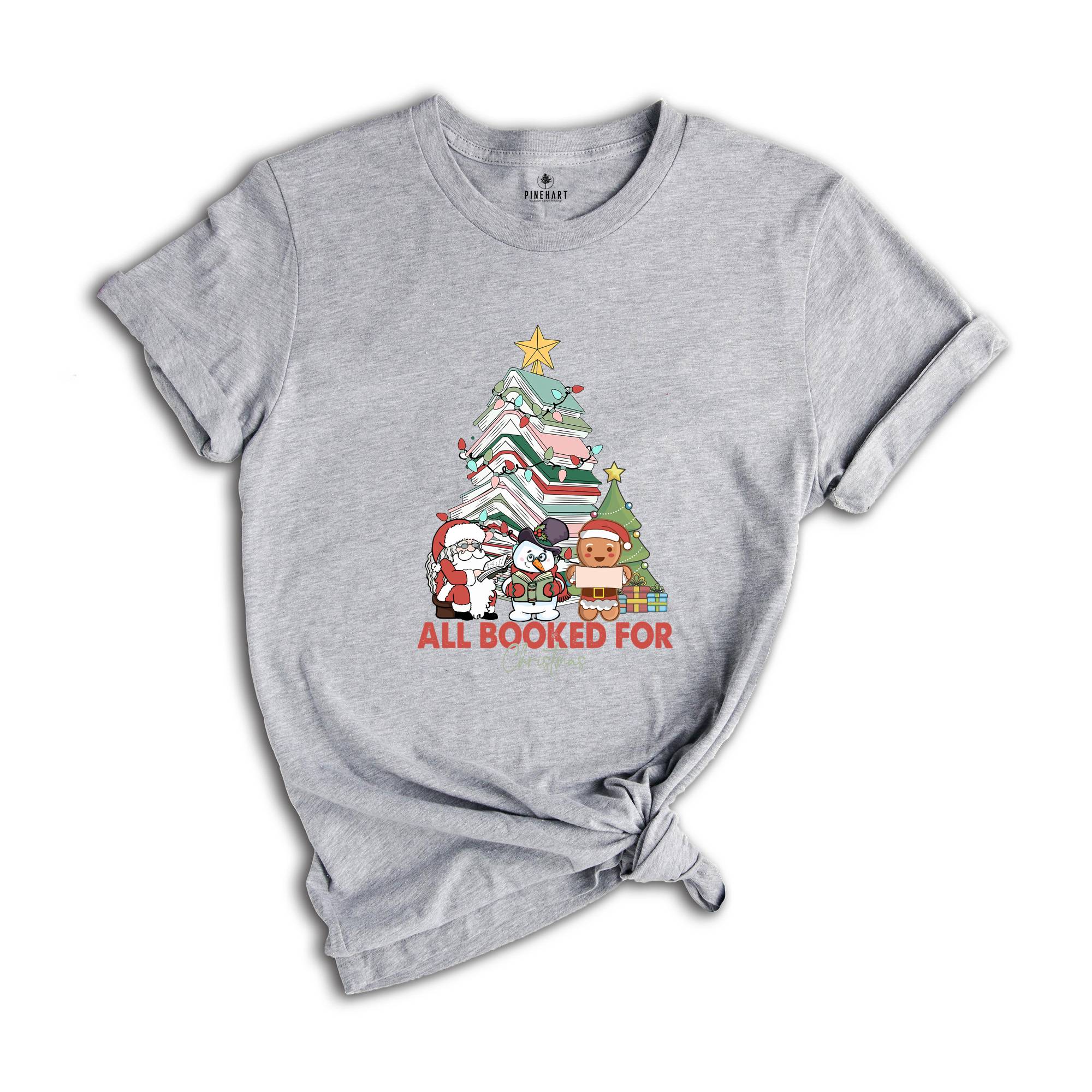 Comfort Colors All Booked Holiday Reading Tee, Cozy Festive Book Lover T-Shirt, Cute Librarian Shirt