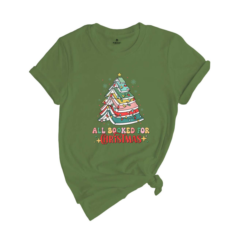 Comfort Colors All Booked Holiday Reading Tee, Cozy Festive Book Lover T-Shirt, Cute Librarian Gift