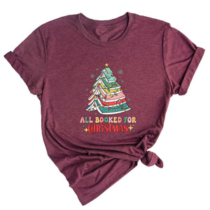 Comfort Colors All Booked Holiday Reading Tee, Cozy Festive Book Lover T-Shirt, Cute Librarian Gift
