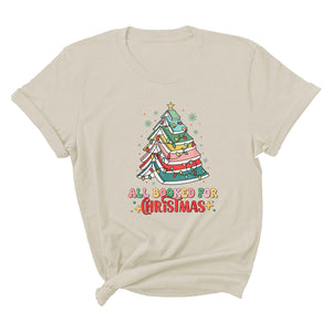 Comfort Colors All Booked Holiday Reading Tee, Cozy Festive Book Lover T-Shirt, Cute Librarian Gift