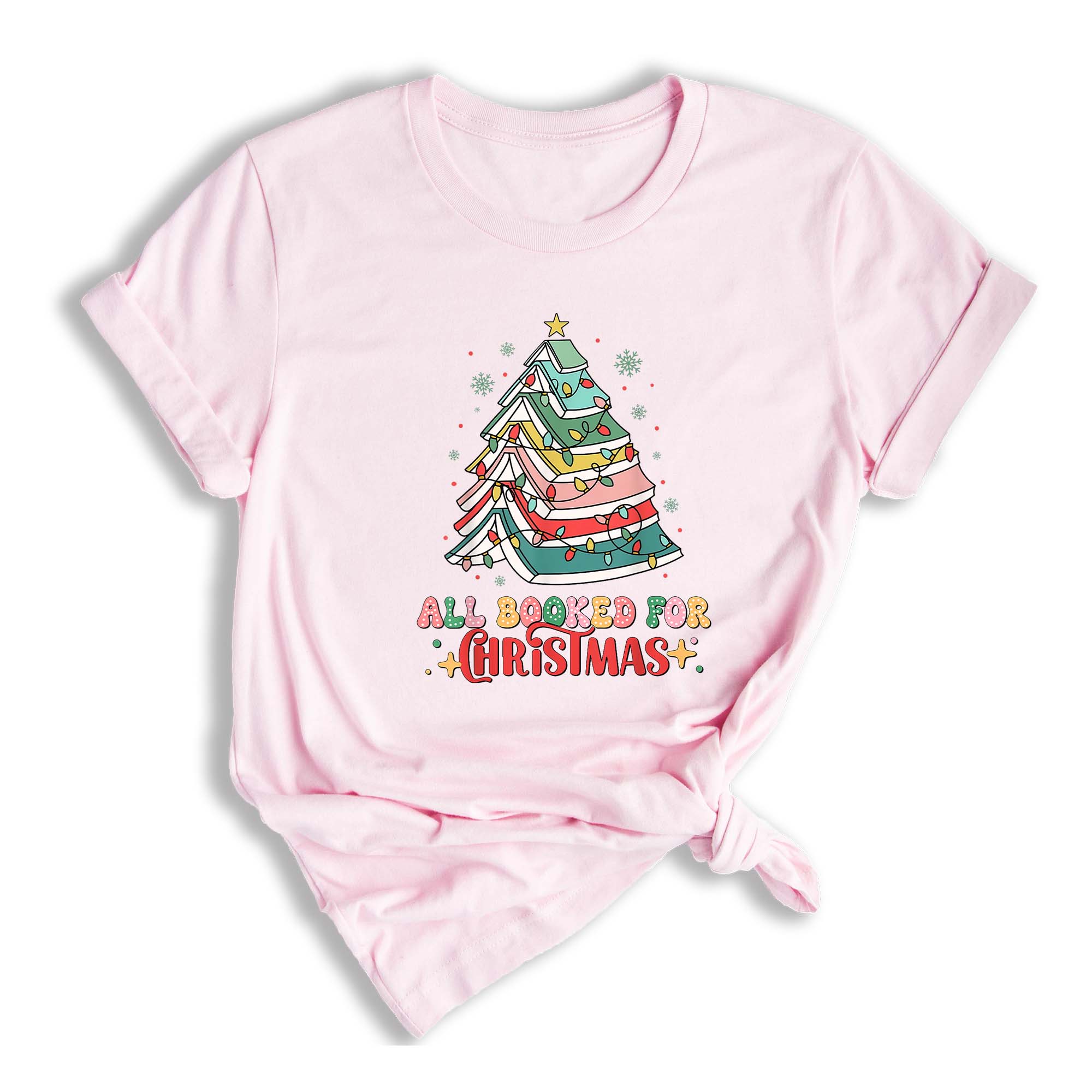 Comfort Colors All Booked Holiday Reading Tee, Cozy Festive Book Lover T-Shirt, Cute Librarian Gift