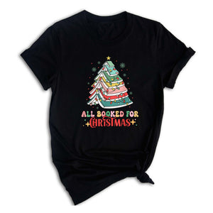 Comfort Colors All Booked Holiday Reading Tee, Cozy Festive Book Lover T-Shirt, Cute Librarian Gift